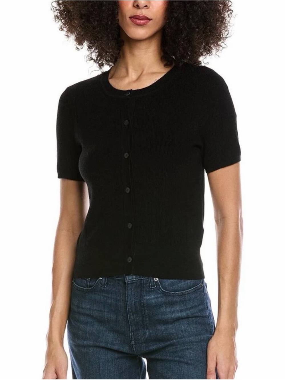 NWT rag & bone Black Michal SS cardi Crewneck Cardigan Sweater Sz M